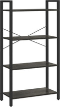 4-Tier Rustic Brown Steel Frame Bookshelf J305