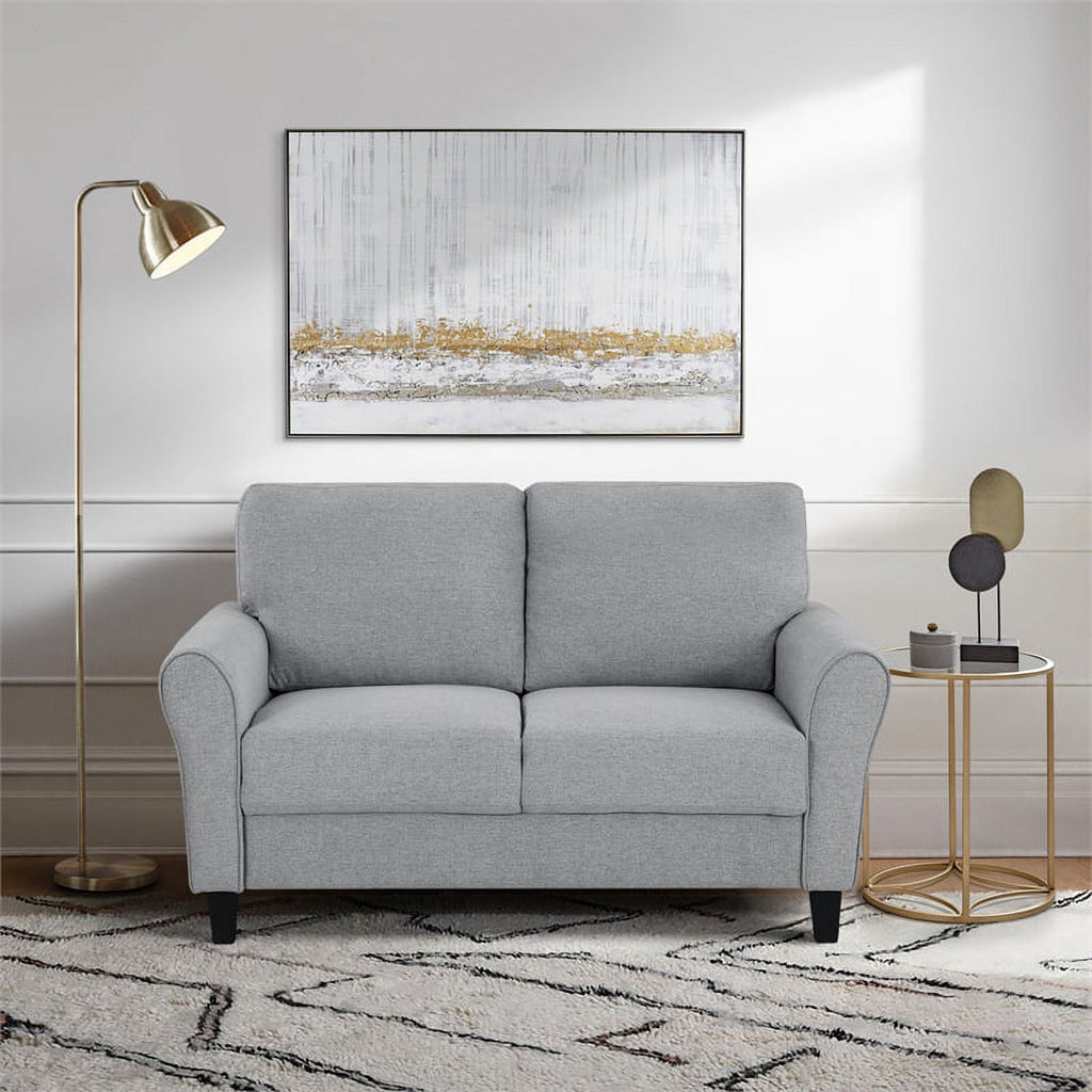 Transitional Solid Wood and Polyester Love Seat in Dark Gray/Black E2332