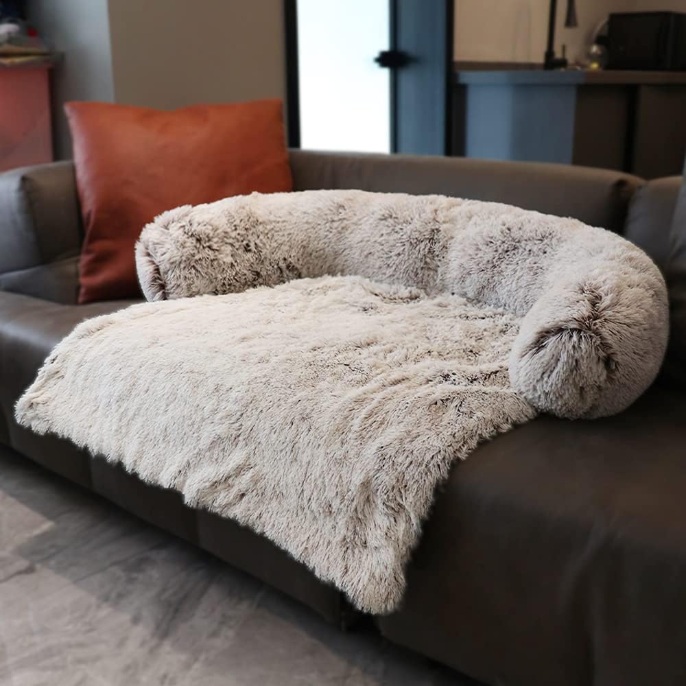 Silver Grey Medium Pet Couch Protector with Memory Foam Neck Bolster U936053