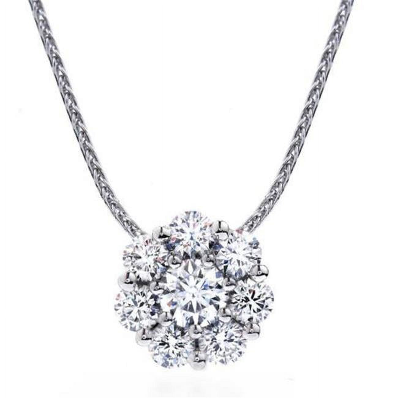 14K White Gold Prong Set Diamond Pendant Necklace U134