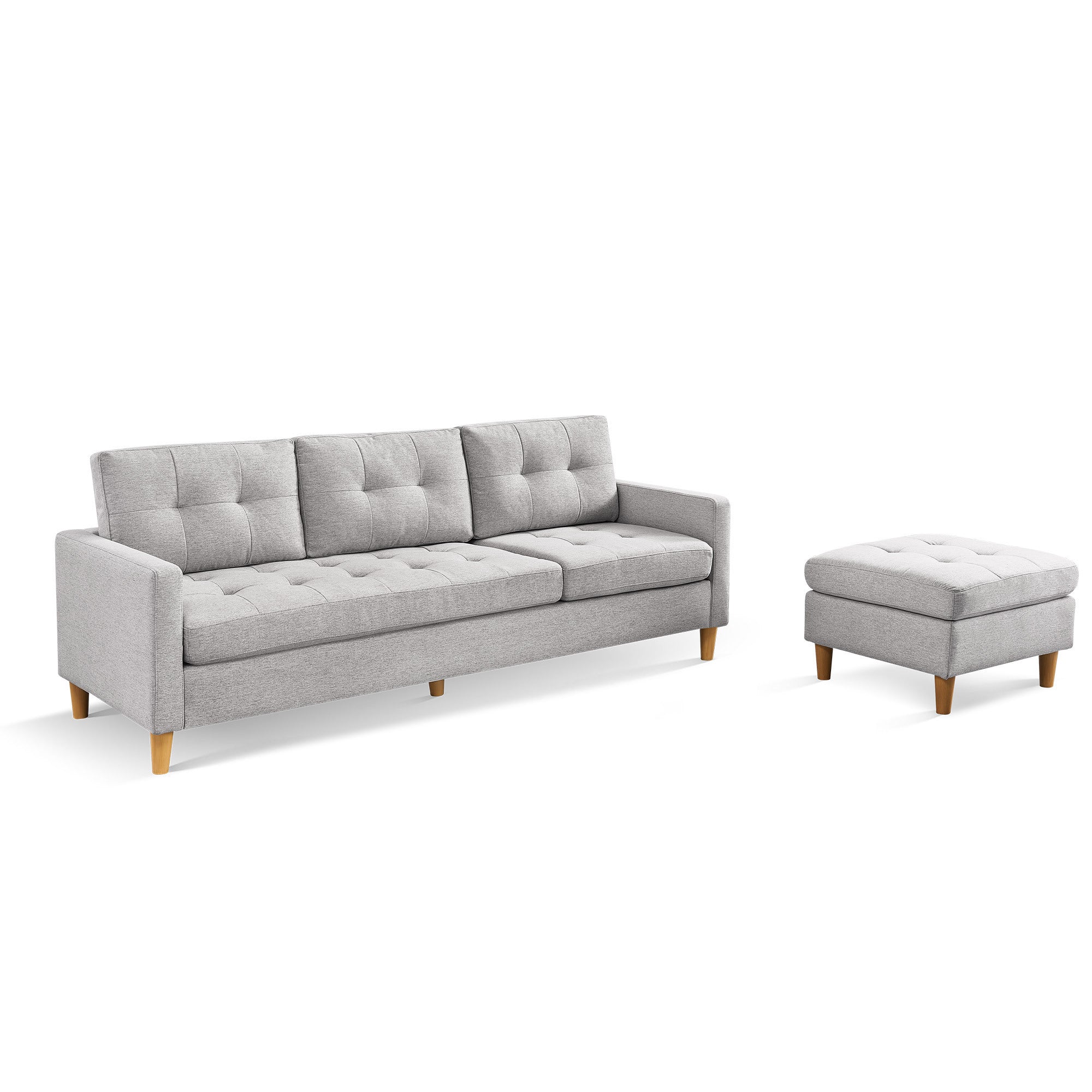 Light Grey Convertible Sectional Sofa with Ottoman G13344