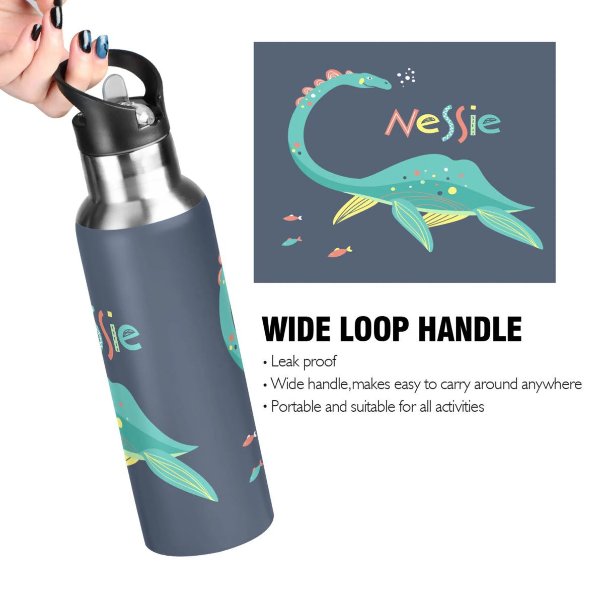 20 OZ Vacuum Insulated Stainless Steel Water Bottle with Straw Lid G690