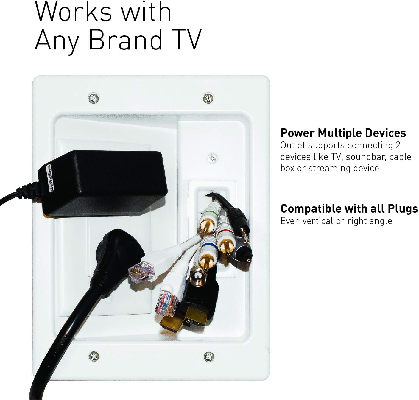 In Wall TV Power Kit with HDMI, White, 6ft Length, Pack of 2 N6459