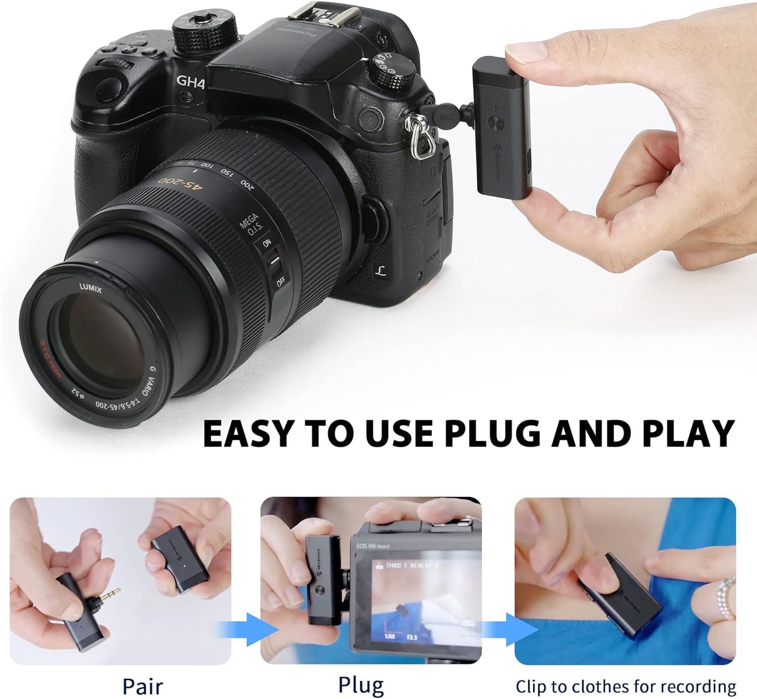 Wireless Lavalier Microphone with 3.5mm TRS Adapter Clip-on Mic C954332