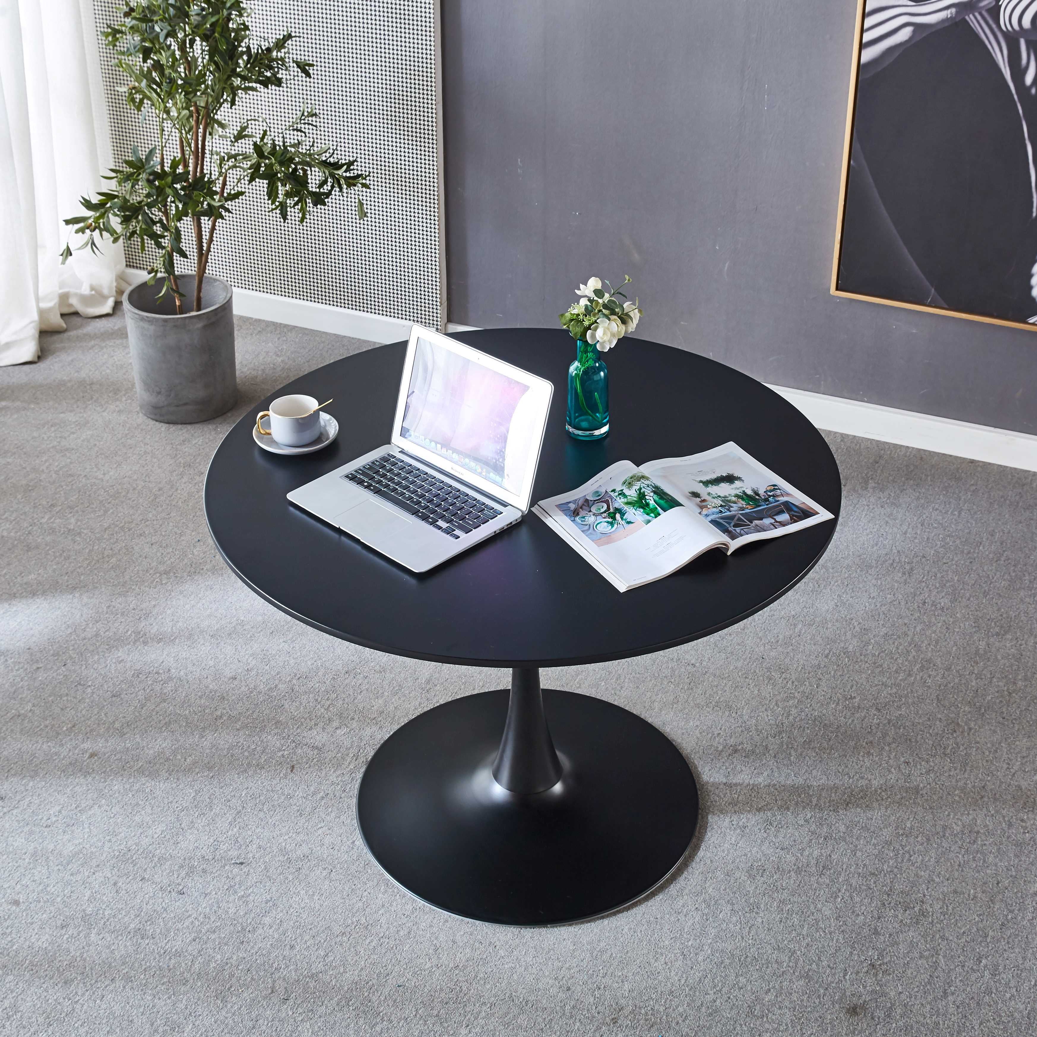 White Round Pedestal Dining Table E98080