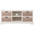 4 Drawer Distressed White Media Stand V5376