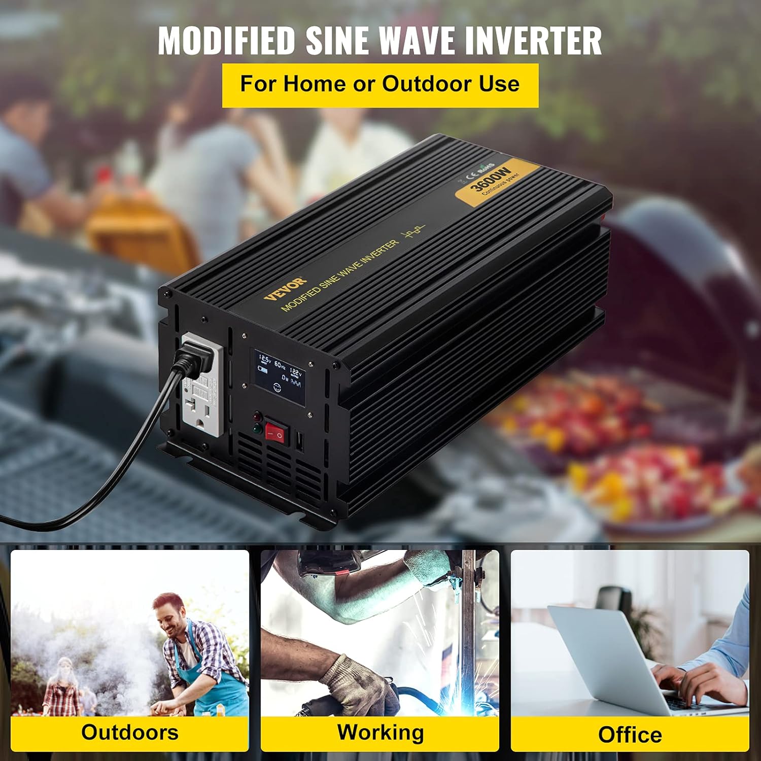 3600W Modified Sine Wave Power Inverter with LCD Display Z28692