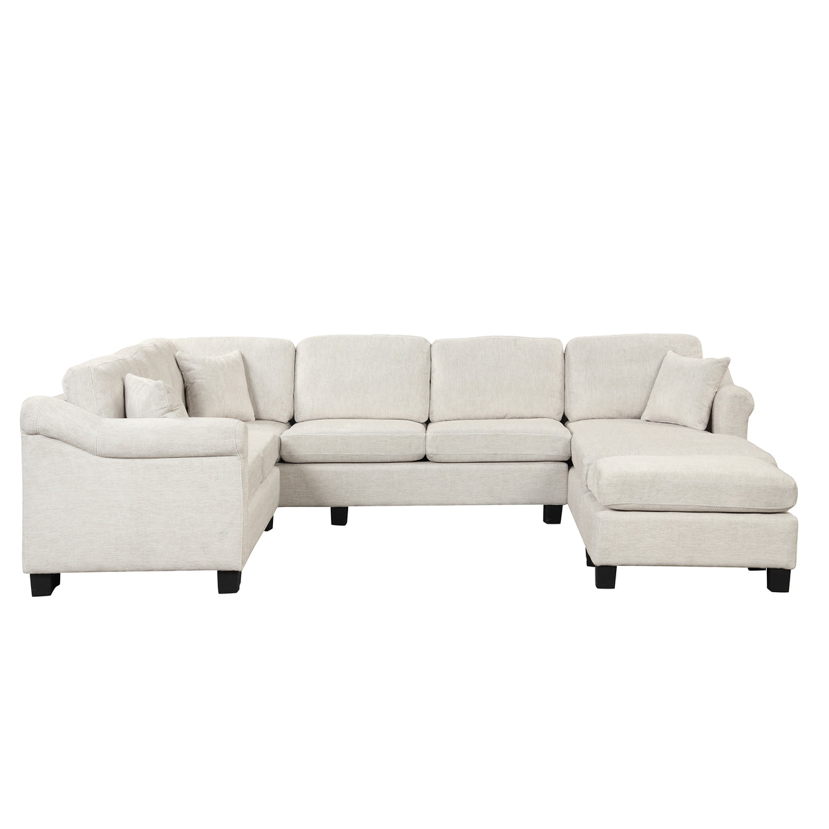 White Velvet Sectional Sofa with Ottoman T2114
