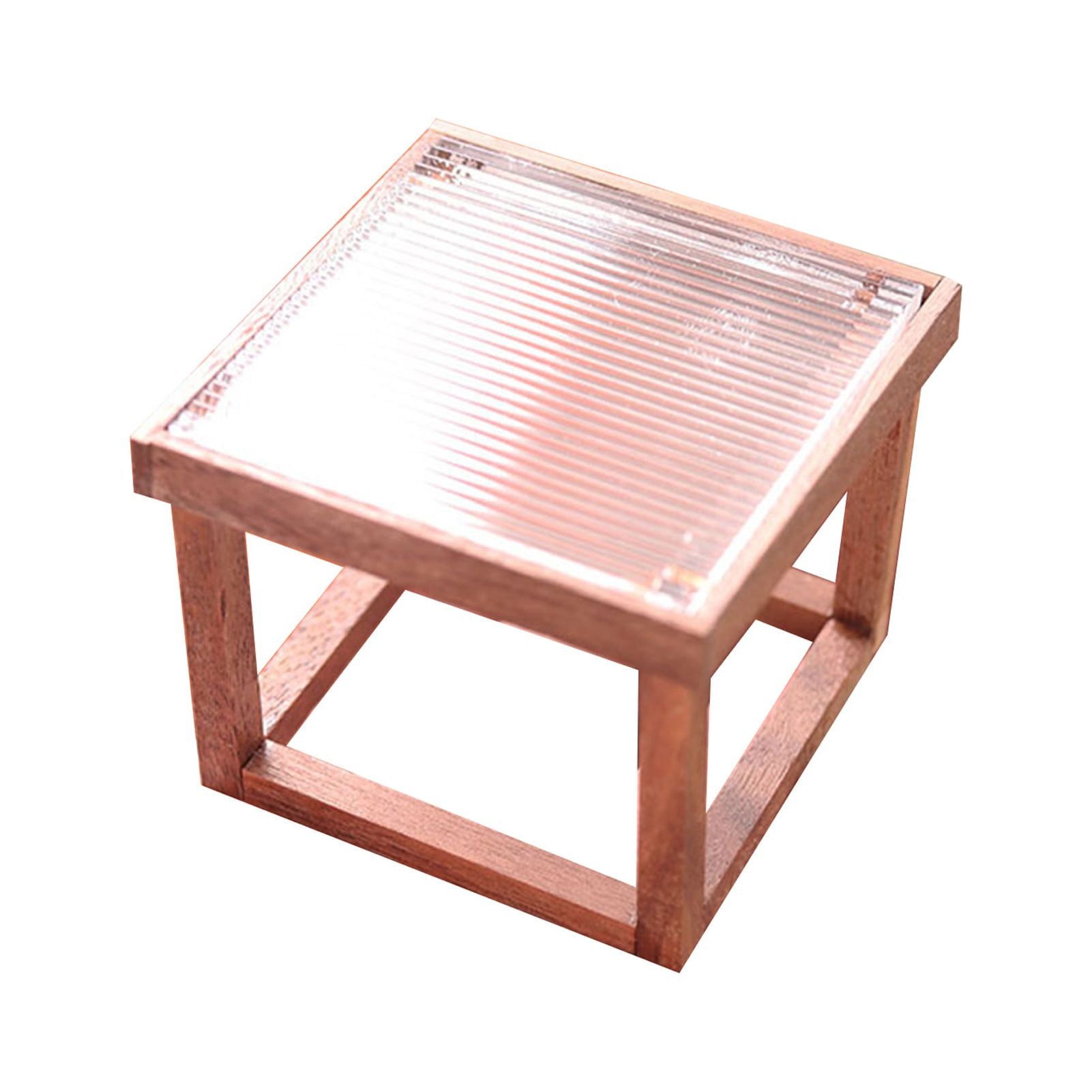 Mini Table Acrylic Black Walnut Wood for Doll House L8380