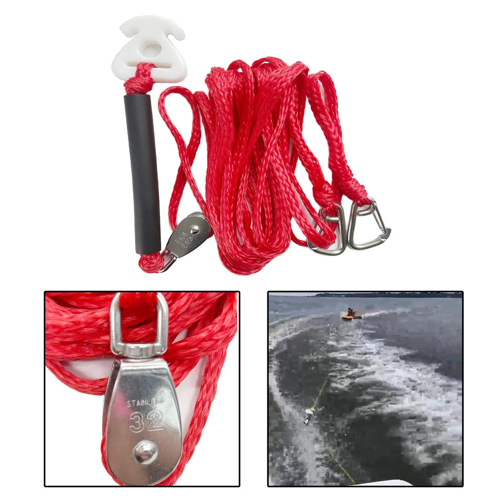 Boat Tow Harness Watersports Rope Steel Hook 12 Connector Pulley C1466