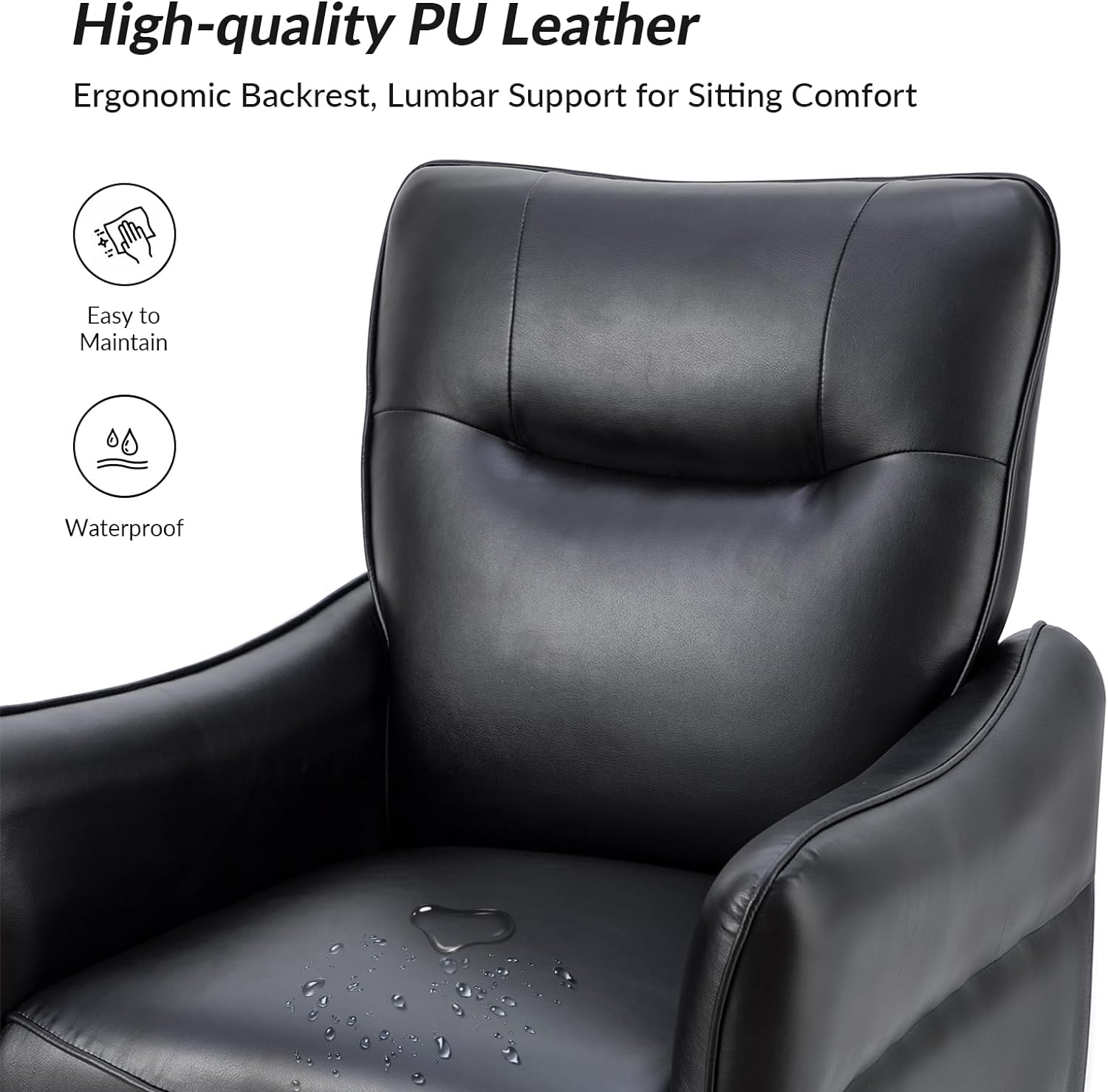 Black Faux Leather Armchairs Set Of 2 With Wooden Legs F403747