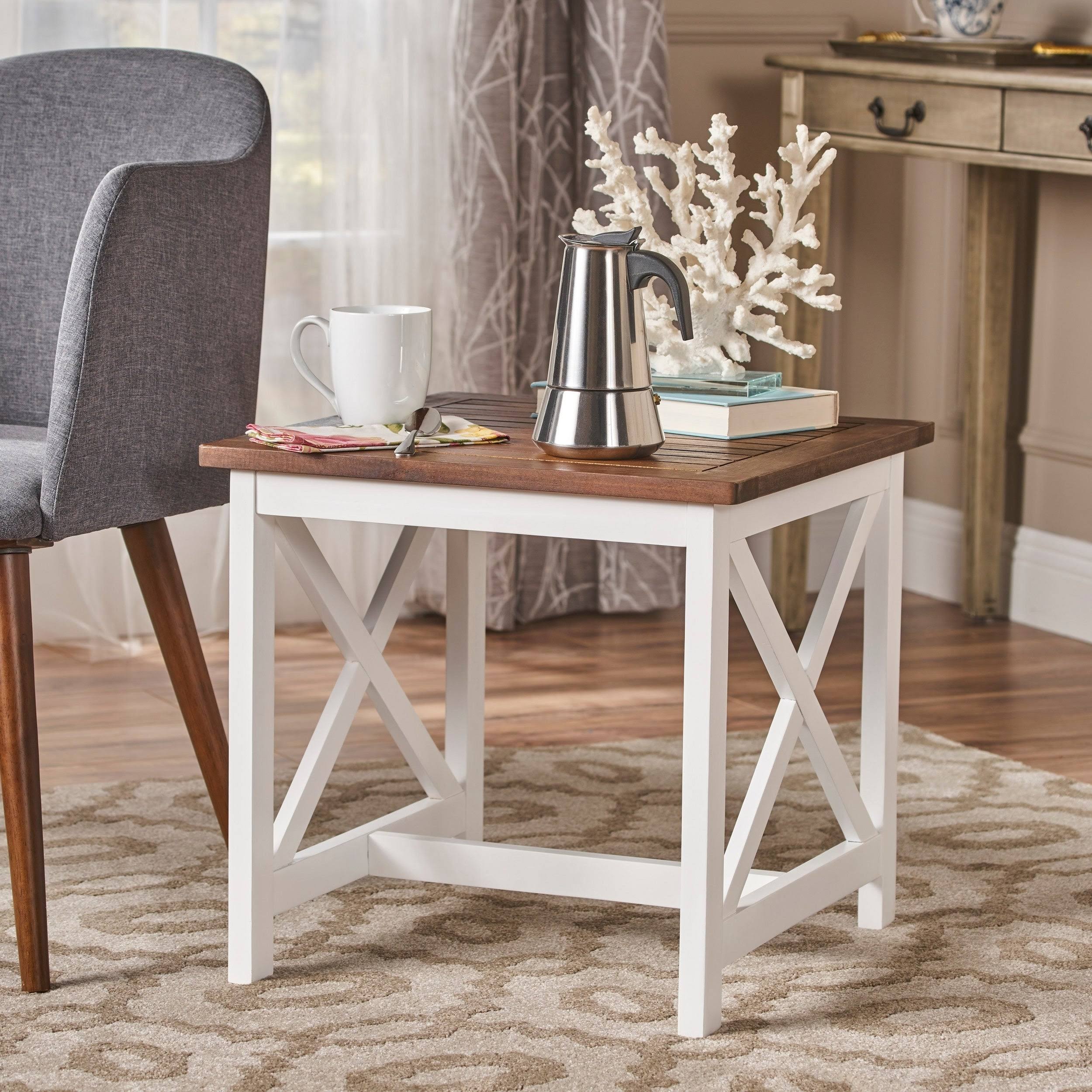 Dark Brown Acacia Wood End Table Y342029