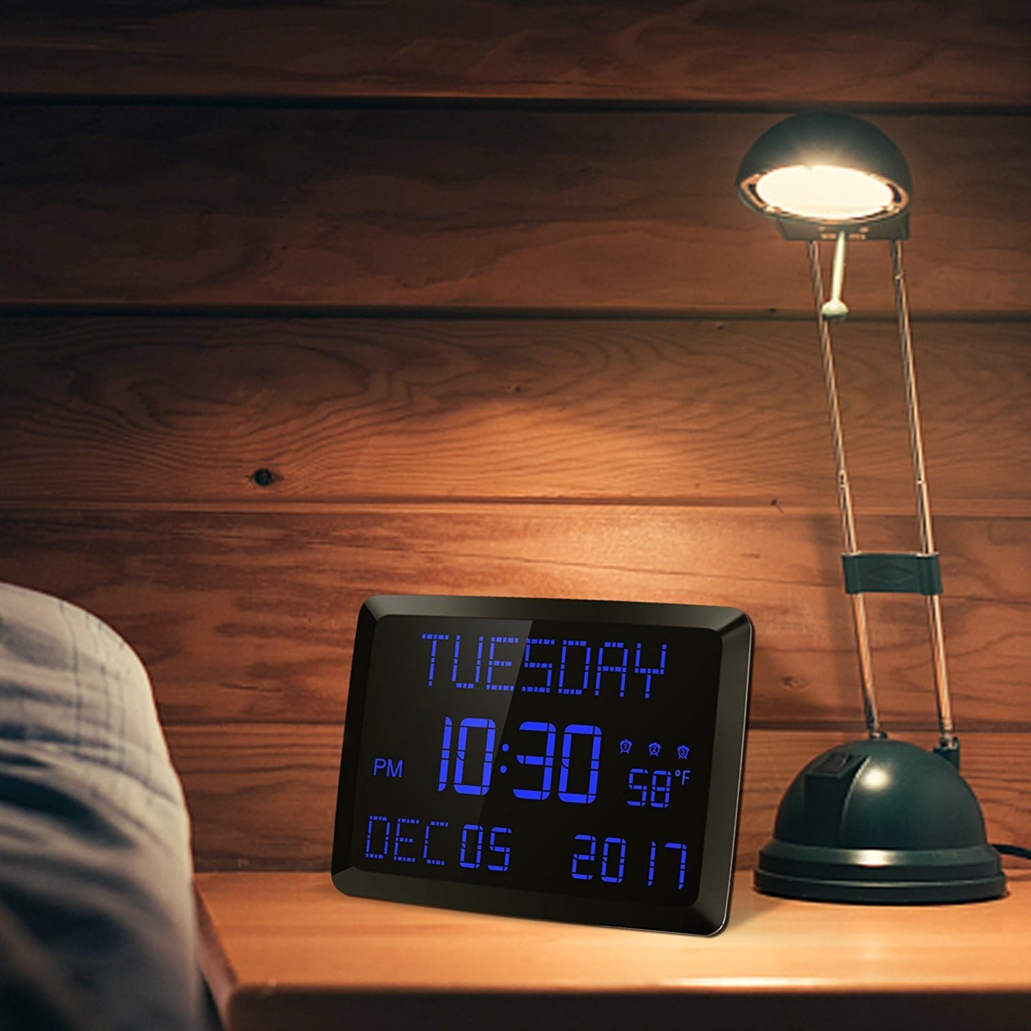 11.5 Extra Large LED Digital Wall Clock with Calendar and 3 Alarms K549