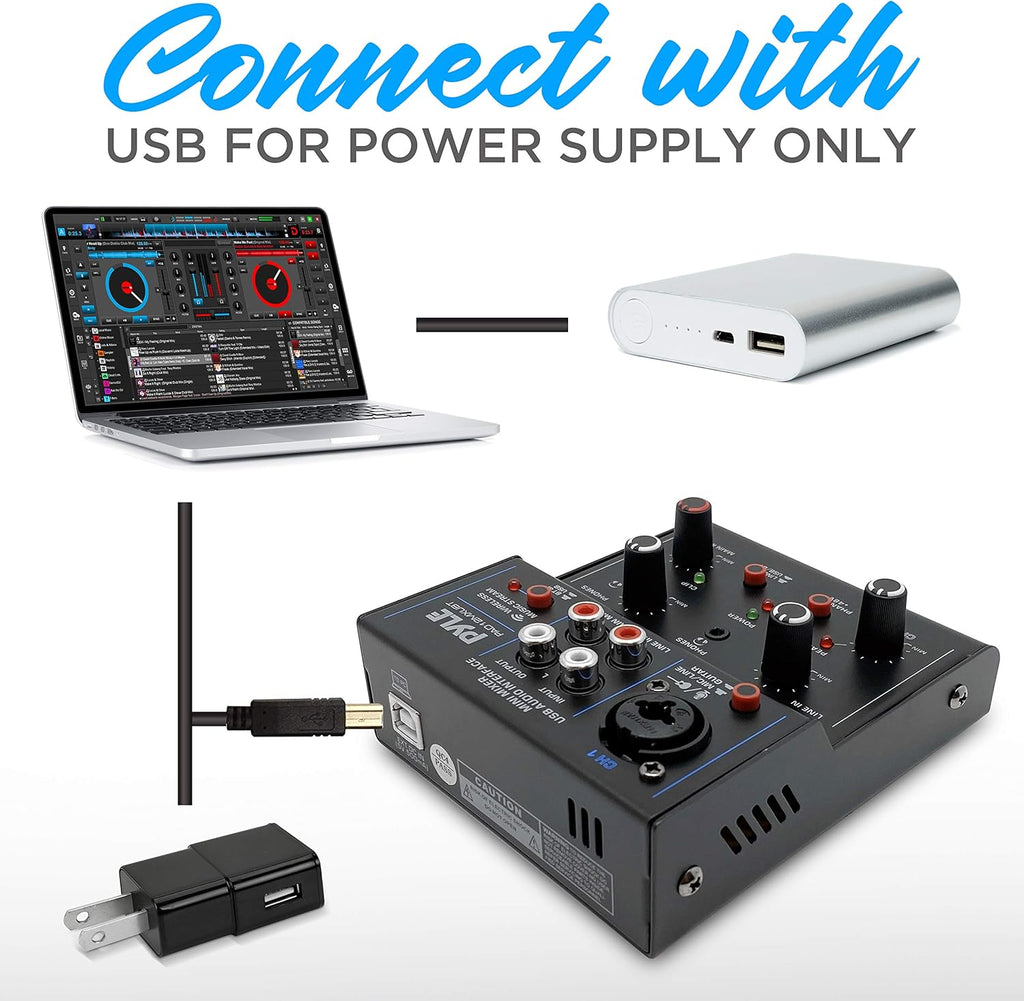 2-Channel Bluetooth DJ Controller Sound Mixer with USB Audio Interface X60743