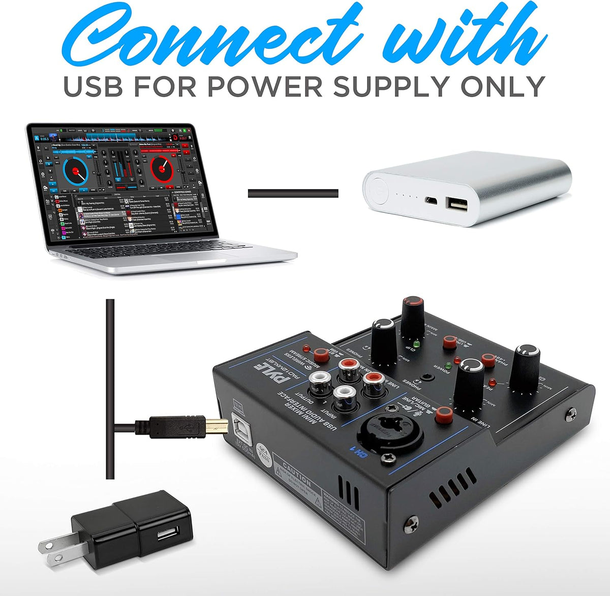 2-Channel Bluetooth DJ Controller Sound Mixer with USB Audio Interface X60743