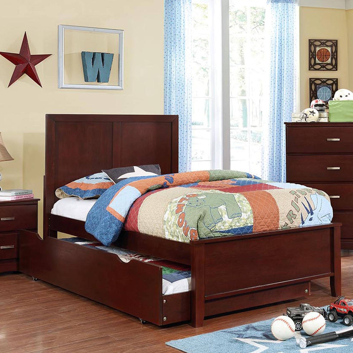 Twin Solid Wood Panel Bed A15575