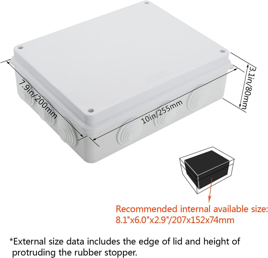 ABS Plastic IP65 Junction Box White 10 x 7.9 x 3.1 inch Pack of 2 Z6710