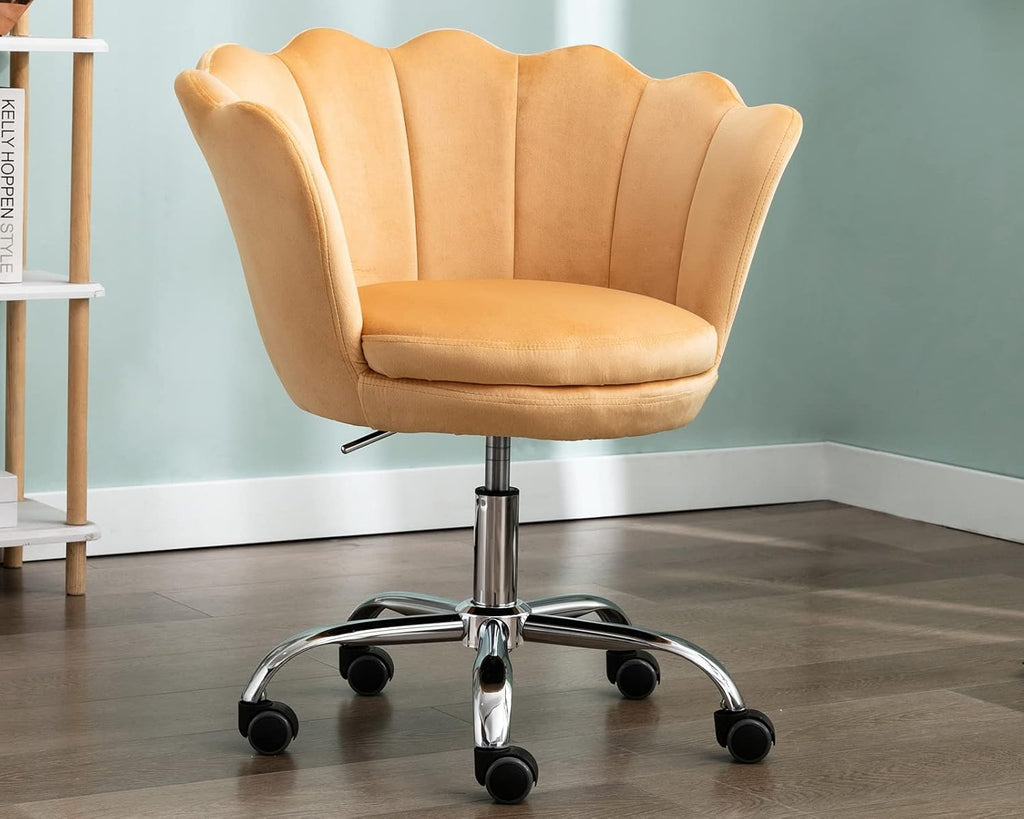 Pink Velvet Adjustable Desk Chair with Wheels Y59394