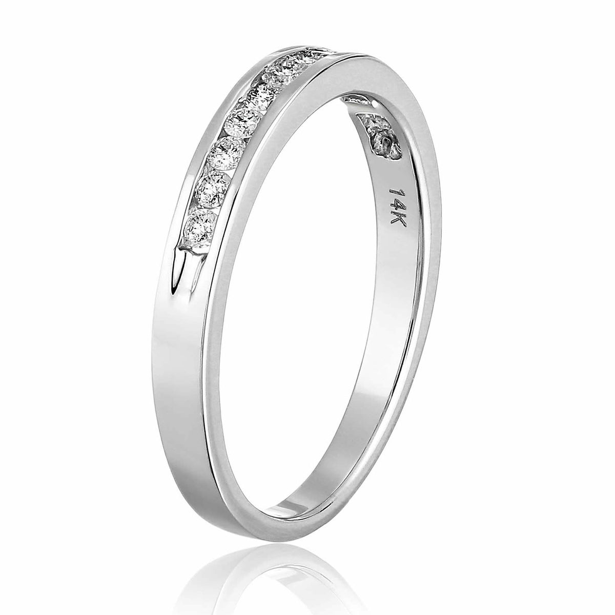 10K White Gold Diamond Wedding Band Size 7 E11289