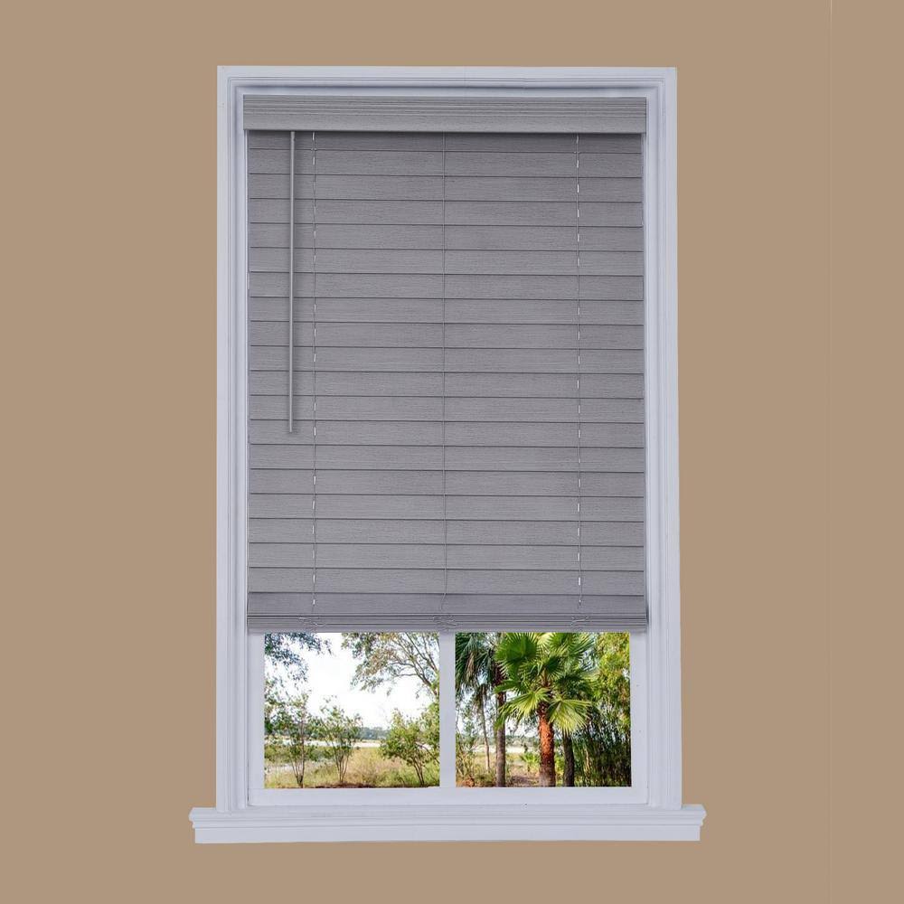 Gray Faux Wood Room Darkening Horizontal Blinds Q363656