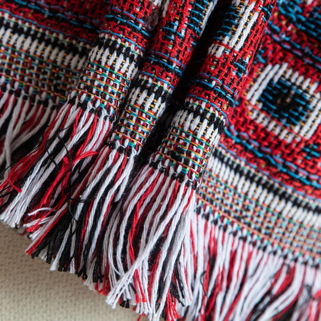 Red Geometric Jacquard Couch Cover, 71" X118" I481011