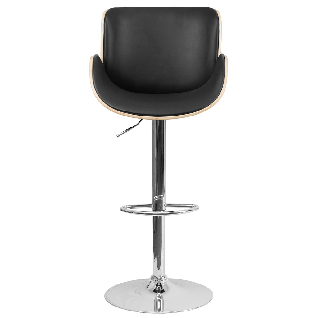24 Inch Backless Cappuccino Wood Counter Height Stool with Black Leather Swivel Seat C718