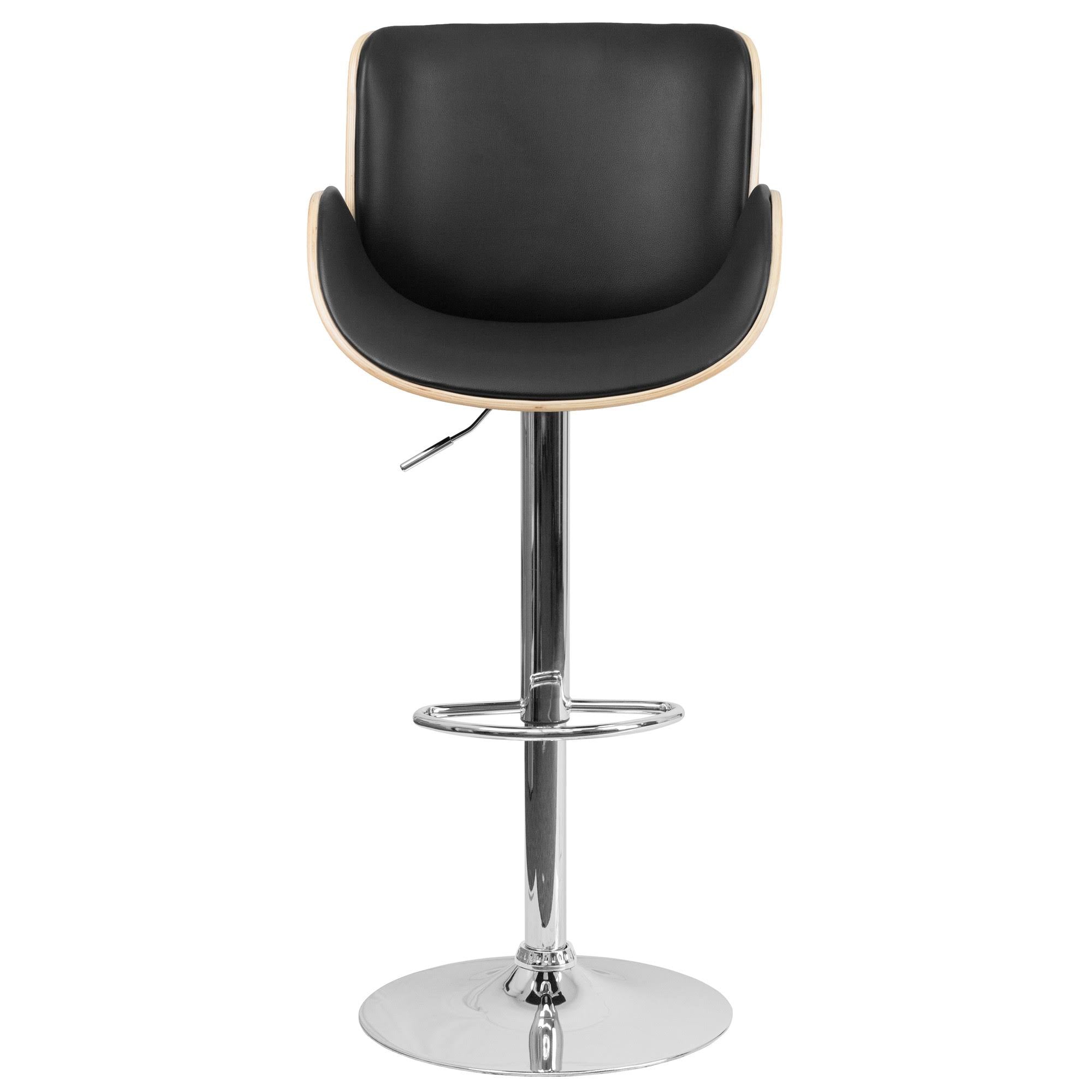 24 Inch Backless Cappuccino Wood Counter Height Stool with Black Leather Swivel Seat C718