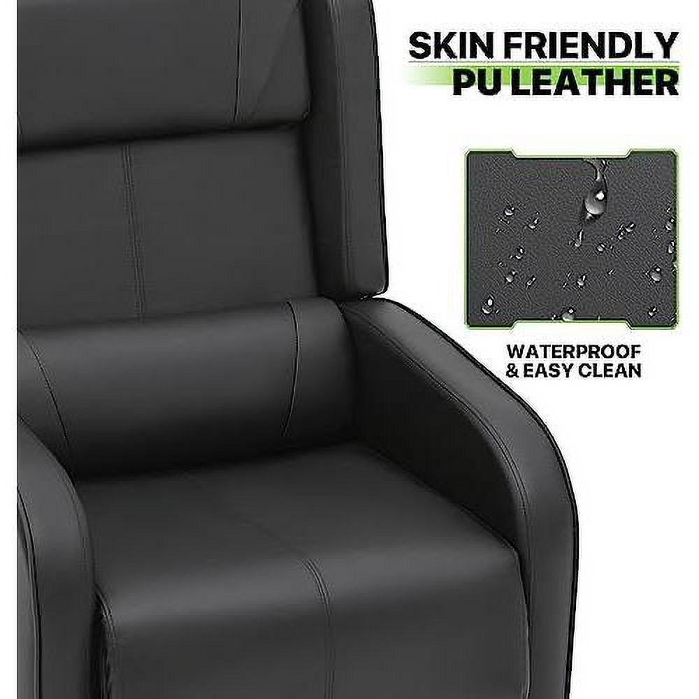 Black PU Leather Gaming Recliner Chair with Adjustable Back and Footrest B382308