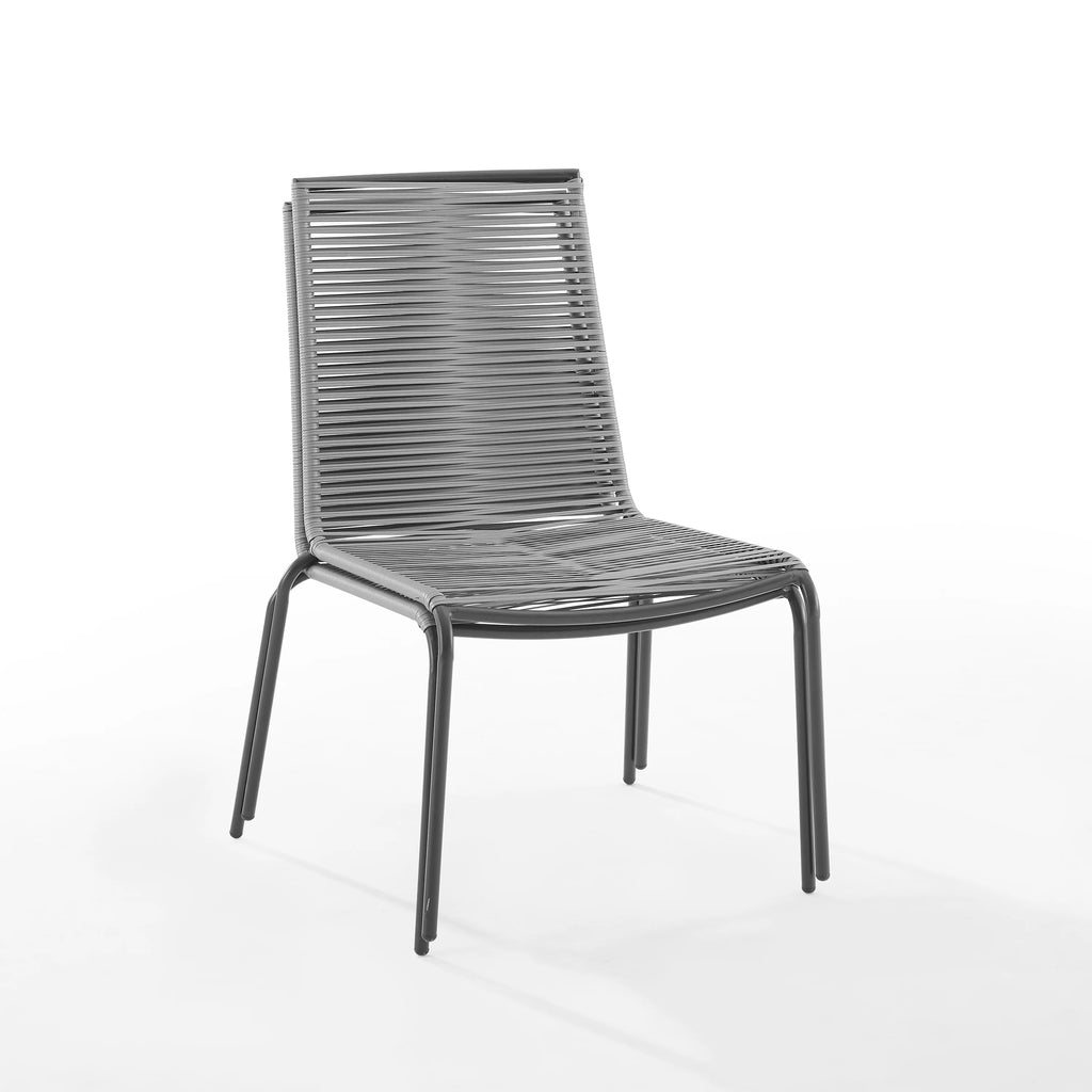 Gray Wicker Rattan Stackable Chair Set of 2 O656