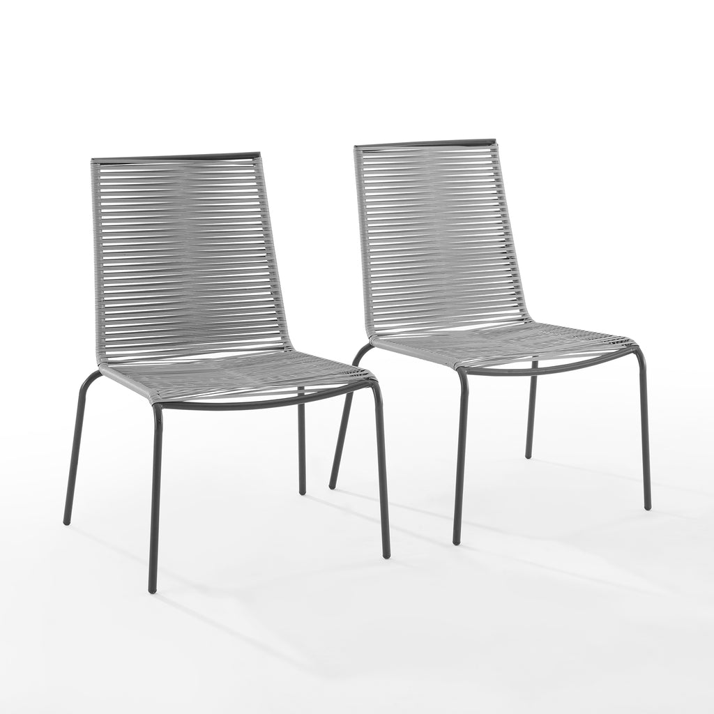 Gray Wicker Rattan Stackable Chair Set of 2 O656