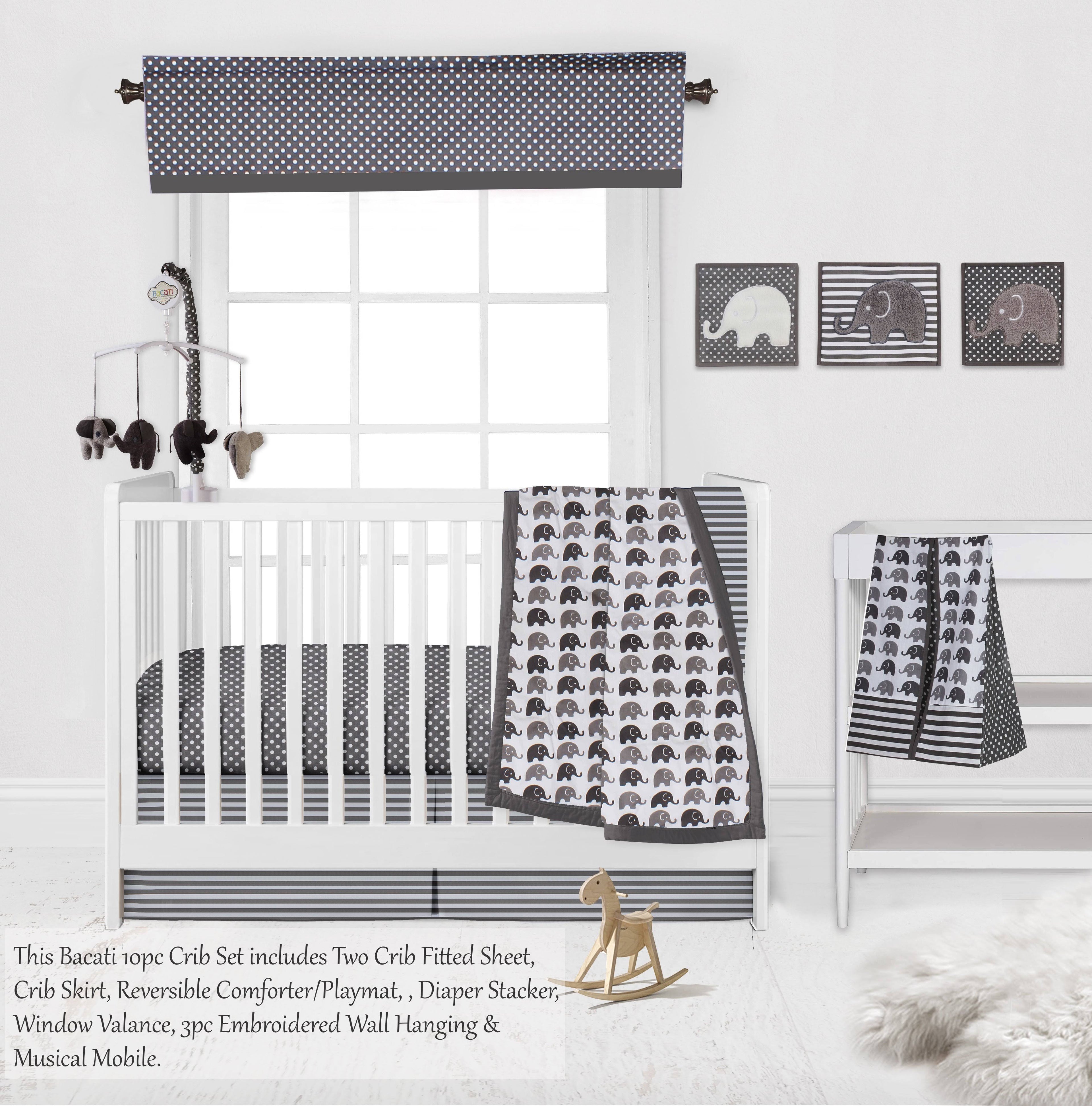 10 PC Crib Bedding Set with 2 Crib Fitted Sheets X4774