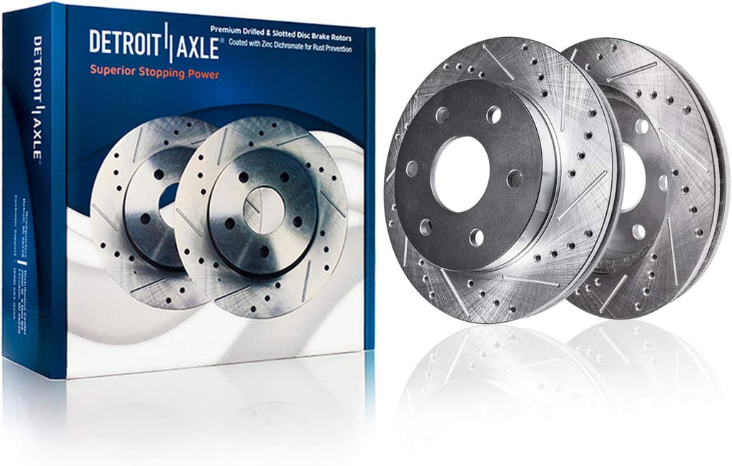 Front & Rear Drilled & Slotted Rotors with Ceramic Pads Brake Kit D72728