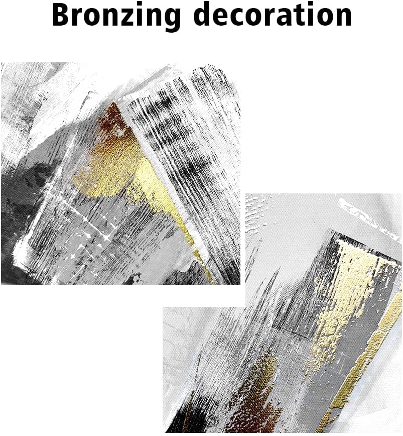 Black and White Abstract Canvas Art with Gold Foil, 20x40 Inch Pack of 2 S687478