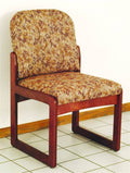 Green Watercolor Armless Chair with Sled Base V9214
