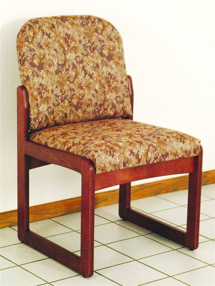 Green Watercolor Armless Chair with Sled Base V9214