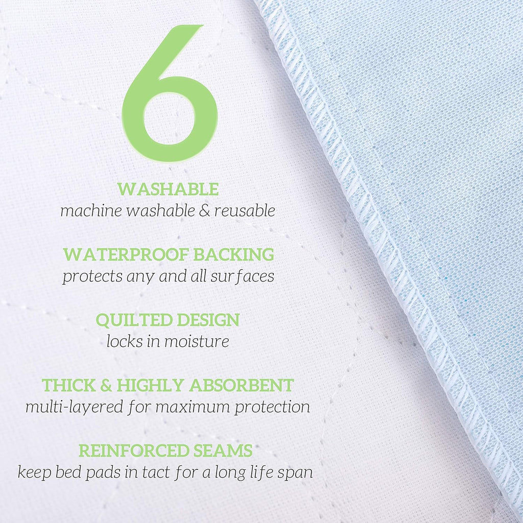 Washable Large Bed Pads, 30 x 34, Pack of 6 O48503