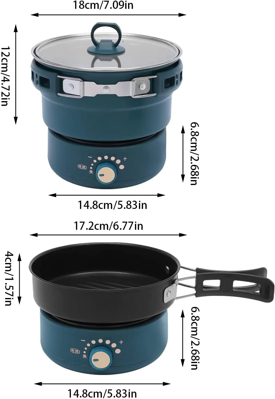 Portable Electric Non-stick Hot Pot with Foldable Handles R544