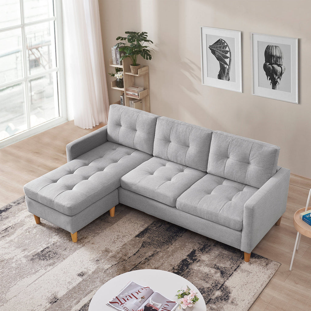 Light Grey Convertible Sectional Sofa with Ottoman G13344