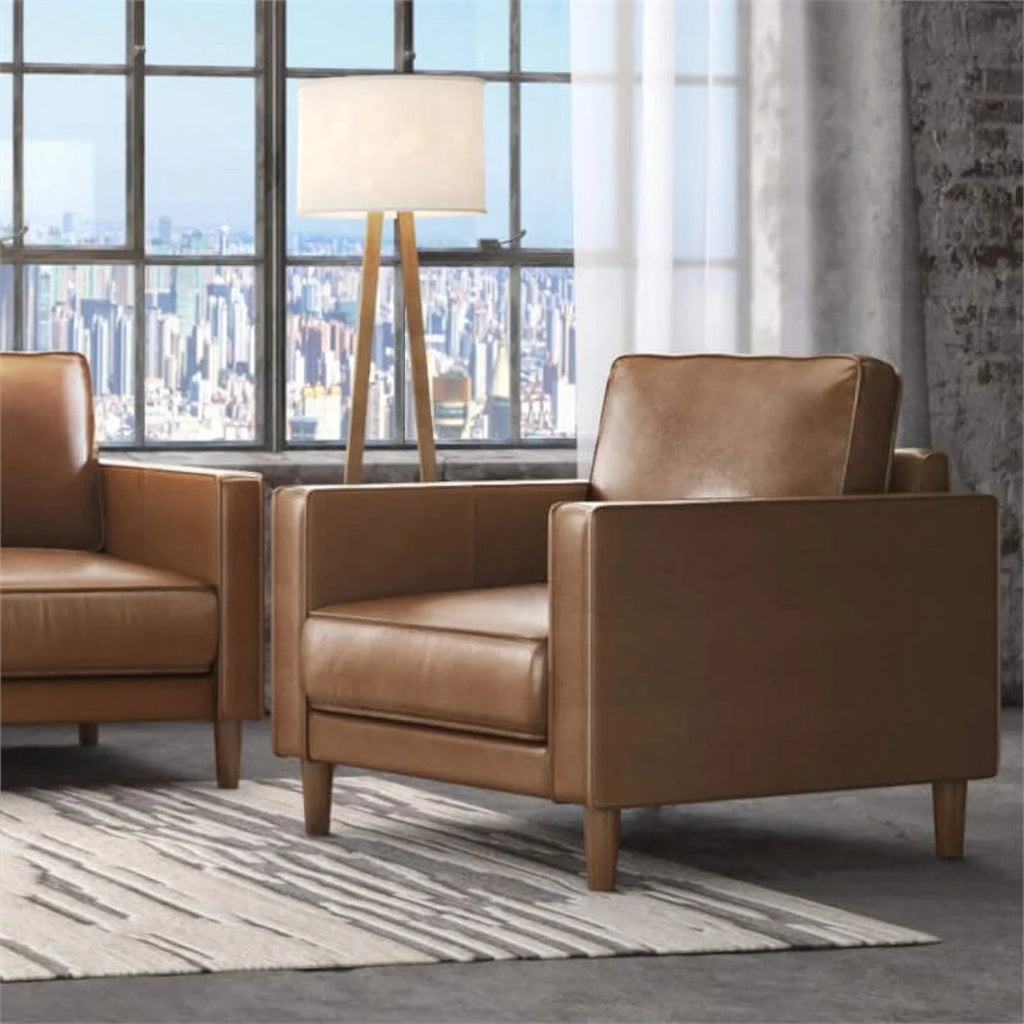 Chestnut Top-Grain Leather Armchair Y271