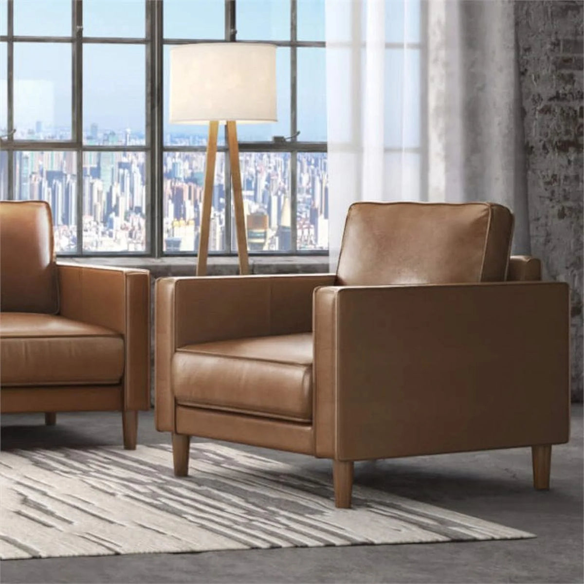 Chestnut Top-Grain Leather Armchair Y271