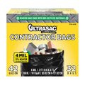 Extra Heavy Duty Contractor Bags - 42 Gallon, 4 Mil (32 Pack w/Ties) - 33" x 48" M686