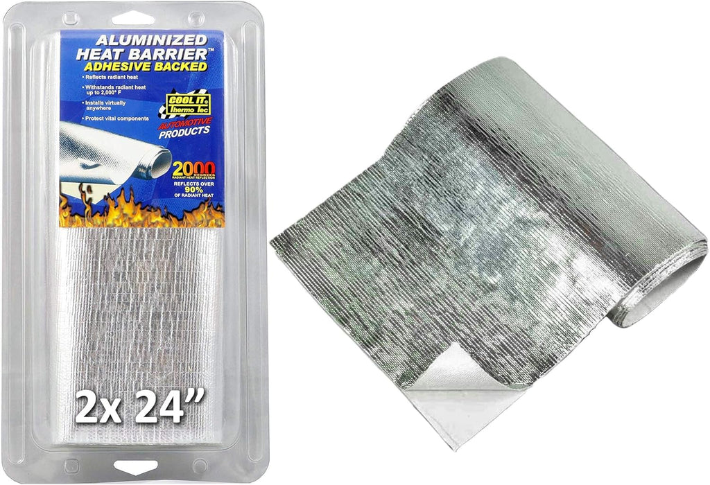 Adhesive Backed Aluminized Heat Barrier, 12" x 48" (2x 24" Sheets) Pack of 2 P79762