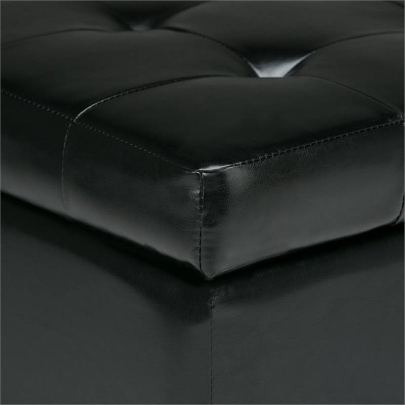 Faux Leather Storage Bench in Black K7101