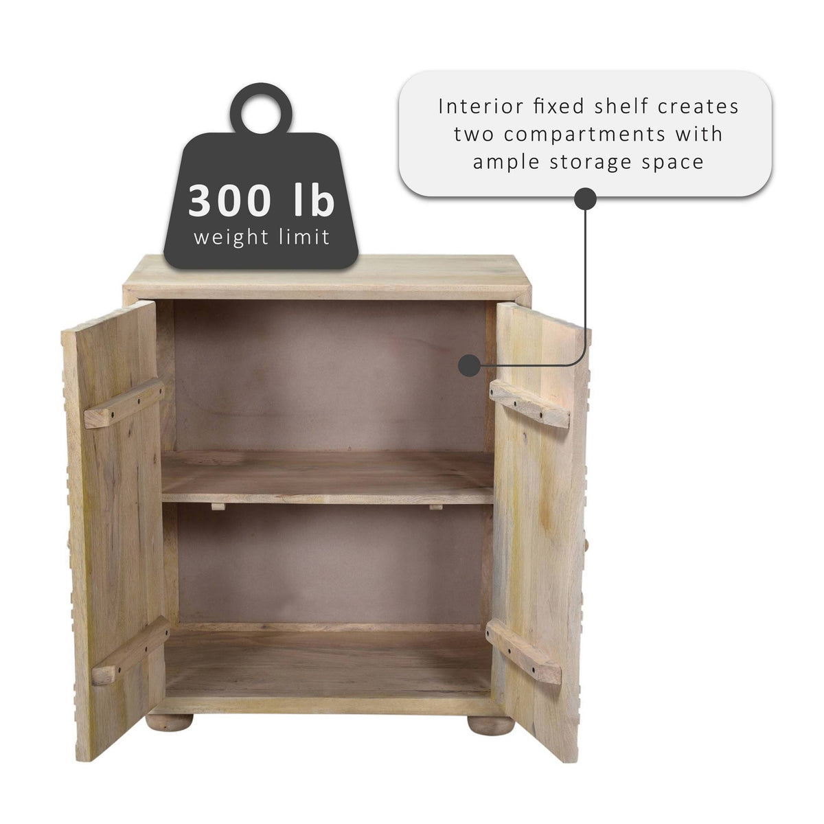 2 Door Carved Cabinet Natural G4577