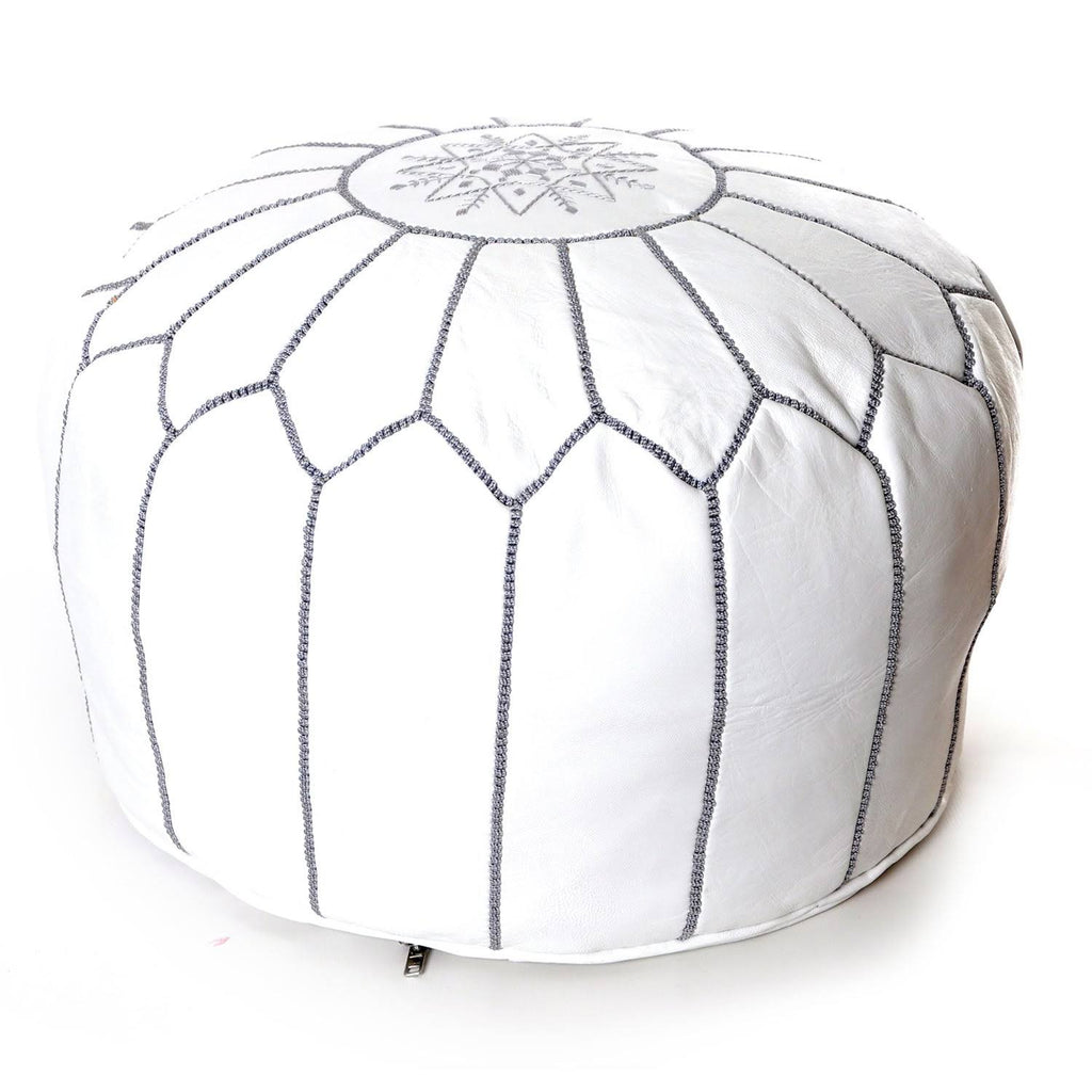 White Leather Ottoman J1110