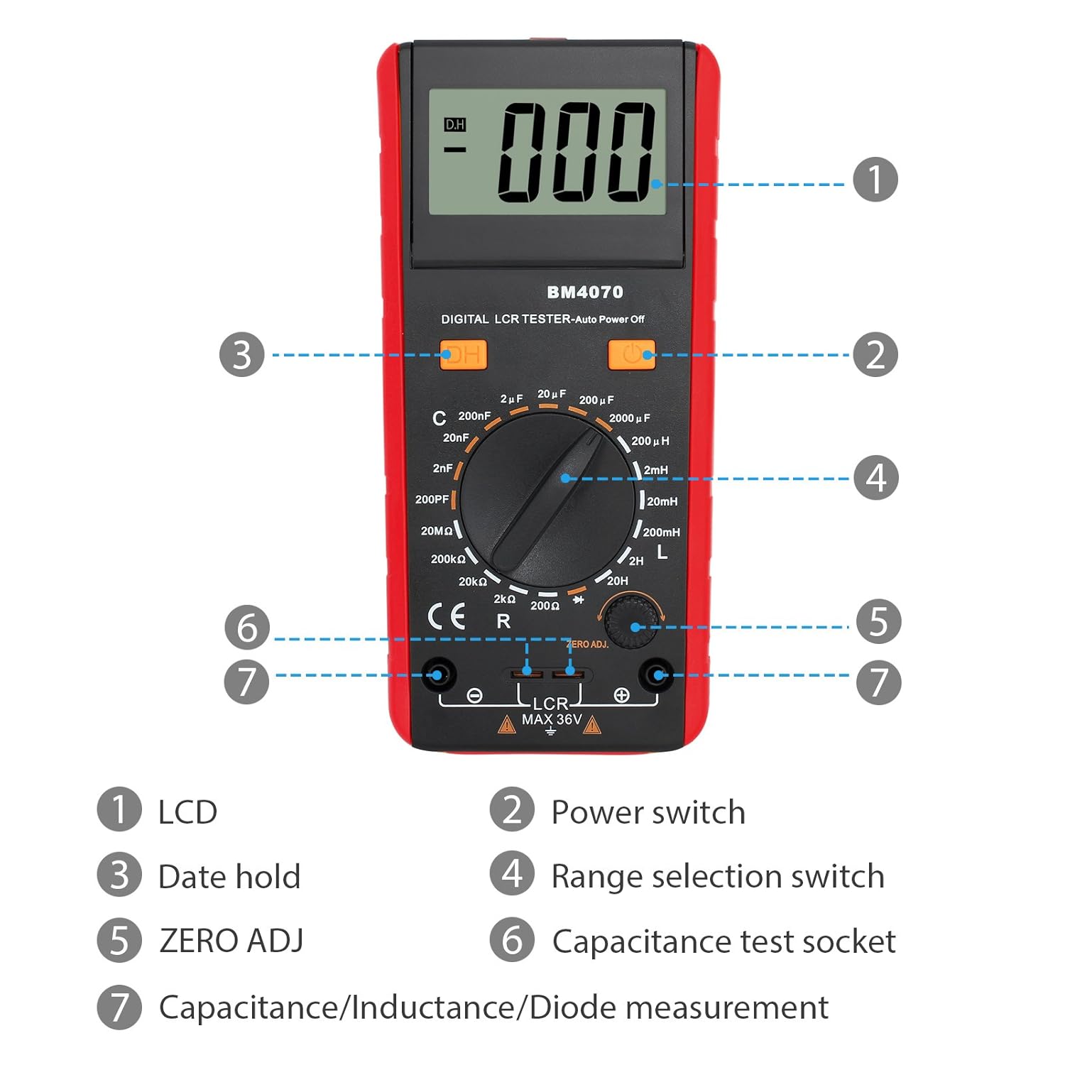 LCR Meter Capacitance Inductance Resistance Tester with Overrange Display S2683