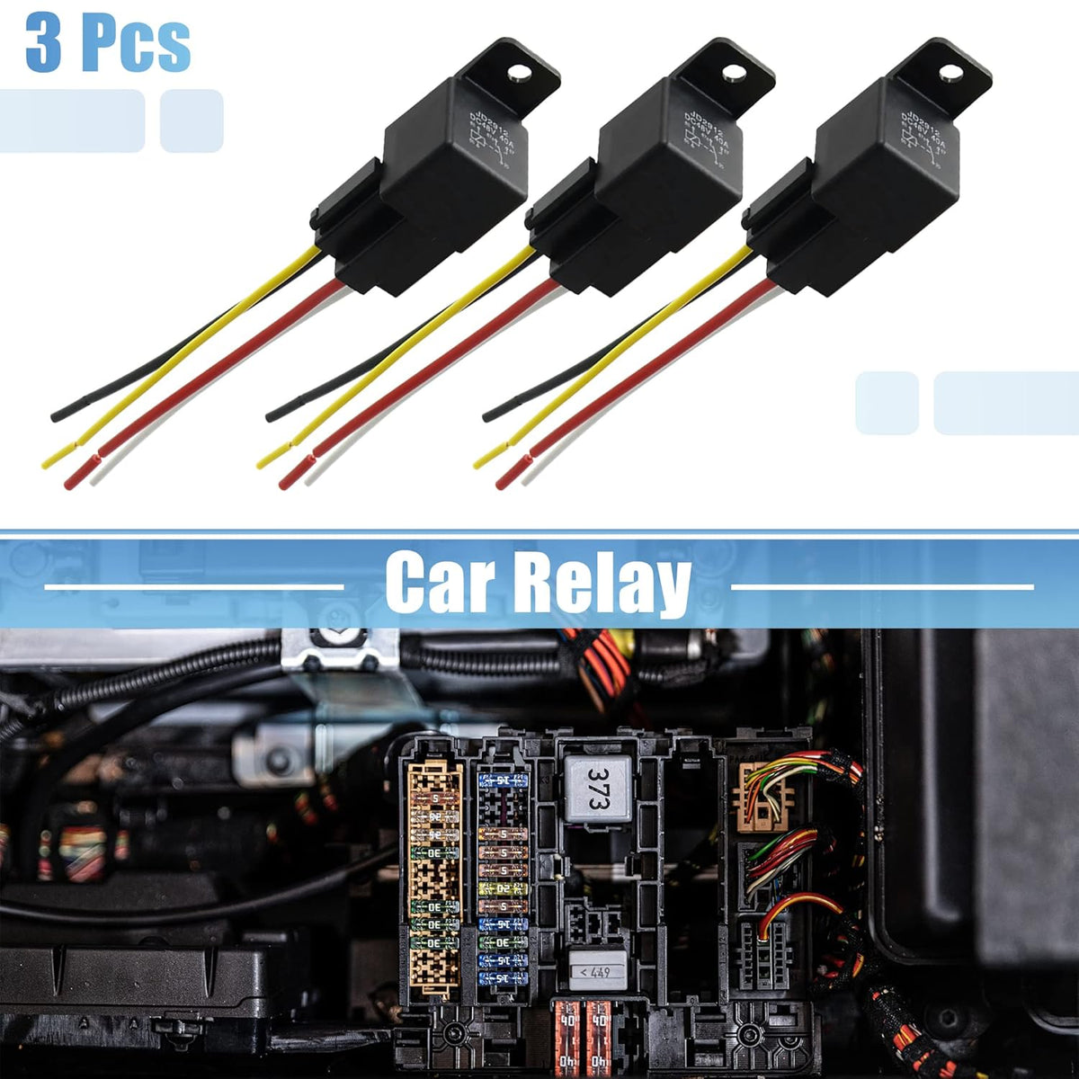 3pcs 4 Pin DC 48V 40A Car Motor Fuse Relay Switch with Harness O46094