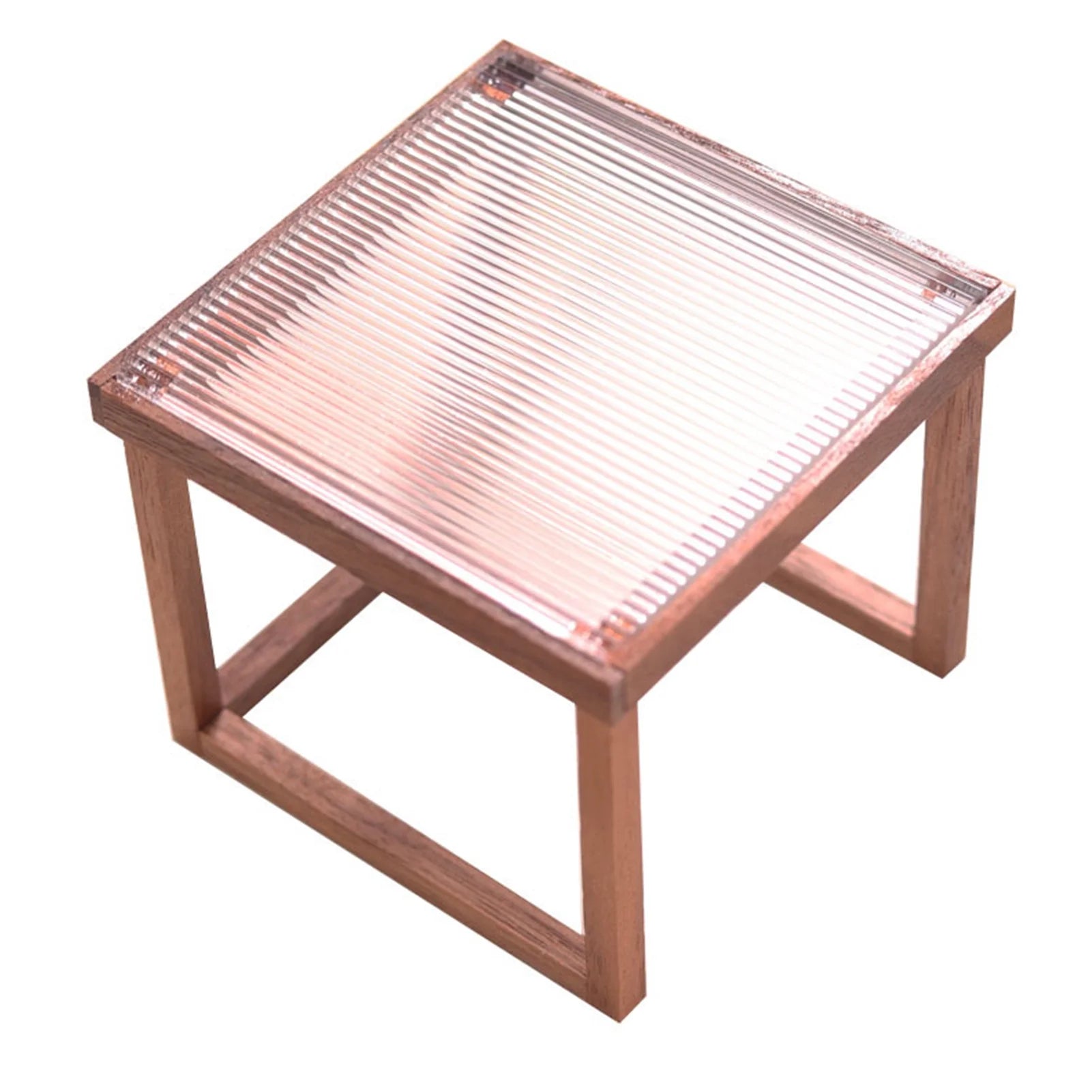 Mini Table Acrylic Black Walnut Wood for Doll House L8380