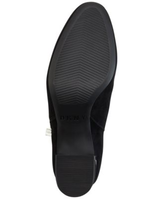Black Leather Block Heel Booties X317