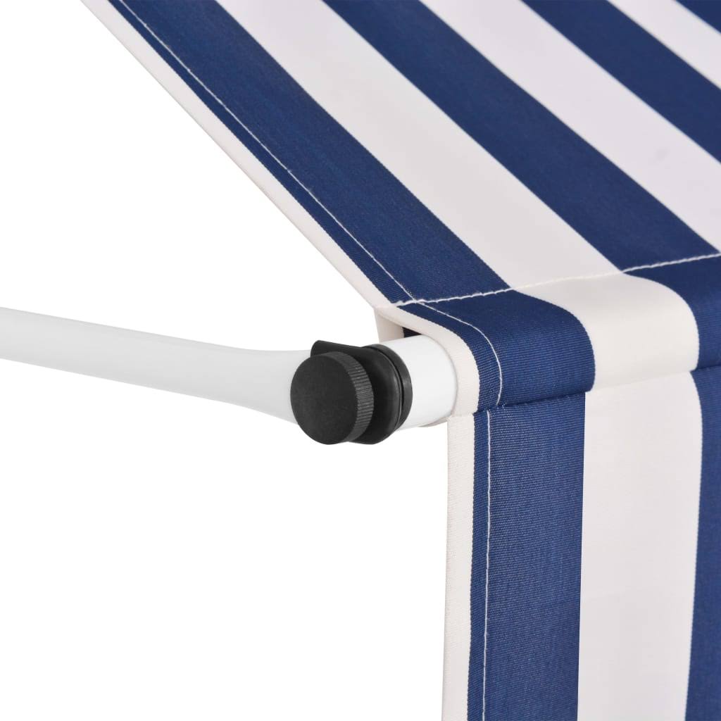 Blue and White Stripes Retractable Awning V6569